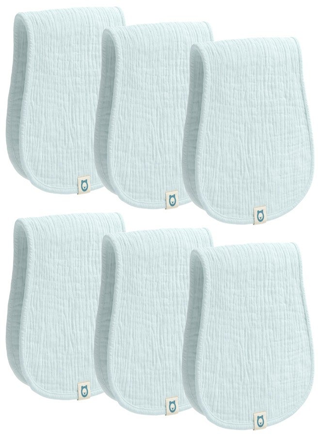 ROMY RO Muslin Burp Cloths Set, 6 Pieces, 100% Organic Cotton Hand Washcloths for Baby Boys and Girls Extra Absorbent and Soft Burping Rags (Light Blue - Solid Color) - Image 1