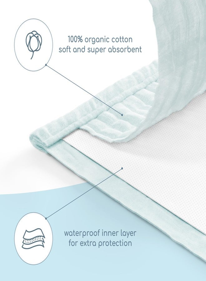 ROMY RO Muslin Burp Cloths Set, 6 Pieces, 100% Organic Cotton Hand Washcloths for Baby Boys and Girls Extra Absorbent and Soft Burping Rags (Light Blue - Solid Color) - Image 3