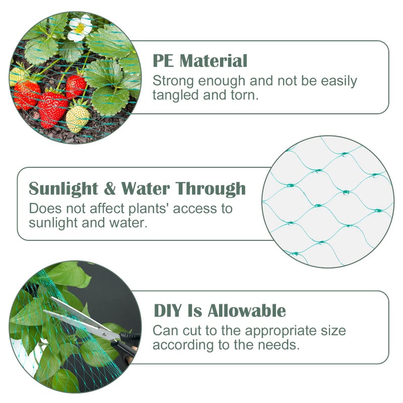 CandyHome 13Ft x 33Ft Anti Bird Protection Mesh Garden Netting Seedlings Plants Flowers Fruit Trees Vegetables from Rodents Deer Reusable Fencing, Green - Image 2