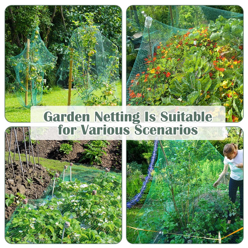 CandyHome 13Ft x 33Ft Anti Bird Protection Mesh Garden Netting Seedlings Plants Flowers Fruit Trees Vegetables from Rodents Deer Reusable Fencing, Green - Image 3