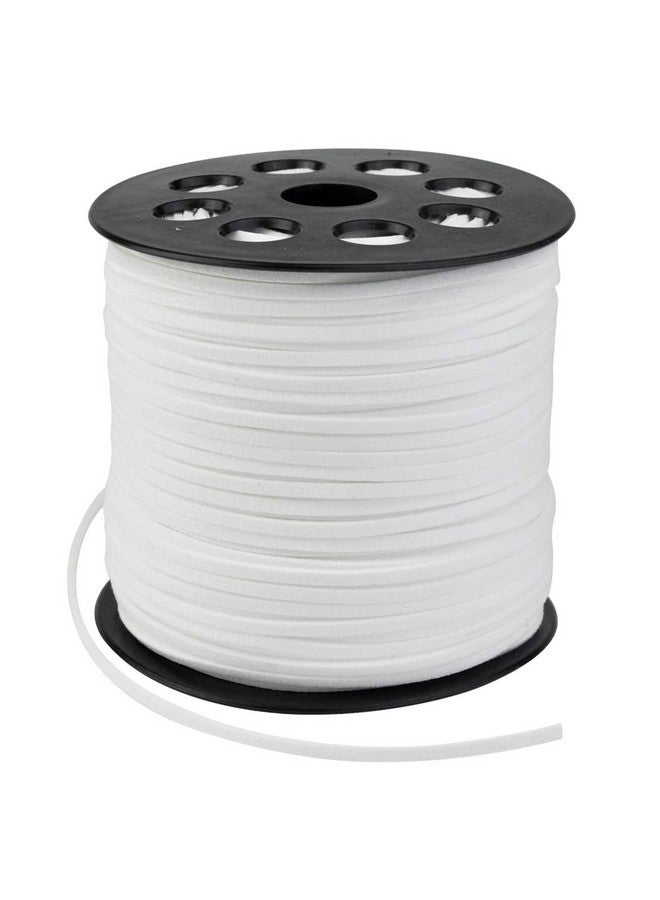 Wobe 100 Yards Suede Cord Leather Cord 2.6Mm X 1.5Mm Suede Lace Faux Leather Cord With Roll Spool Beading Craft Thread For Bracelet Necklace Beading Diy Handmade Crafts Thread (White) - Image 1