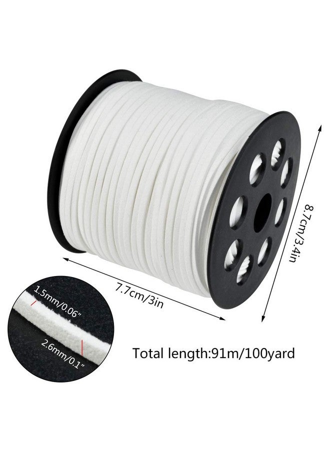 Wobe 100 Yards Suede Cord Leather Cord 2.6Mm X 1.5Mm Suede Lace Faux Leather Cord With Roll Spool Beading Craft Thread For Bracelet Necklace Beading Diy Handmade Crafts Thread (White) - Image 2