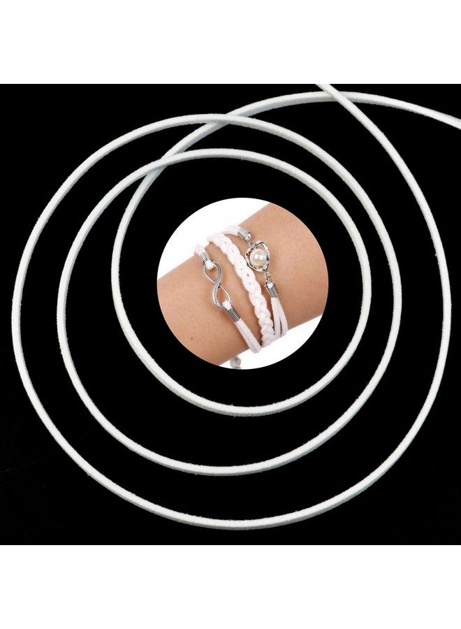 Wobe 100 Yards Suede Cord Leather Cord 2.6Mm X 1.5Mm Suede Lace Faux Leather Cord With Roll Spool Beading Craft Thread For Bracelet Necklace Beading Diy Handmade Crafts Thread (White) - Image 3