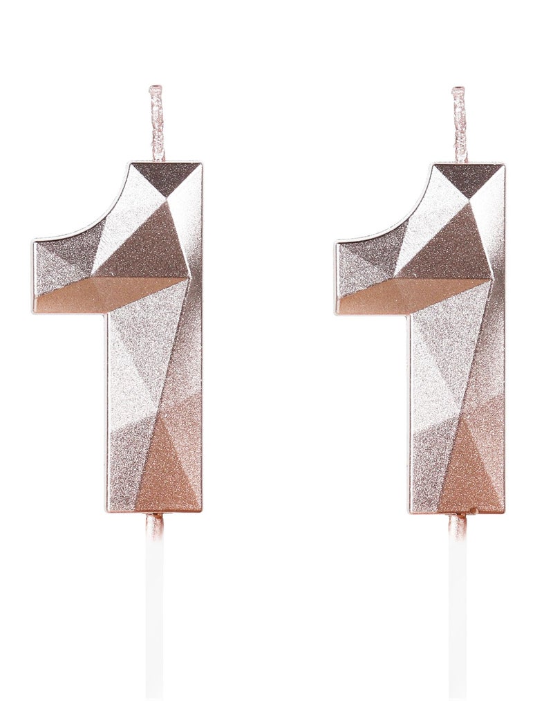 Yiran Birthday Candles Numbers 11.5 cm Rose Gold, Candles for Cake and Cake Decoration, Birthday Decoration, Number 11 - Image 1