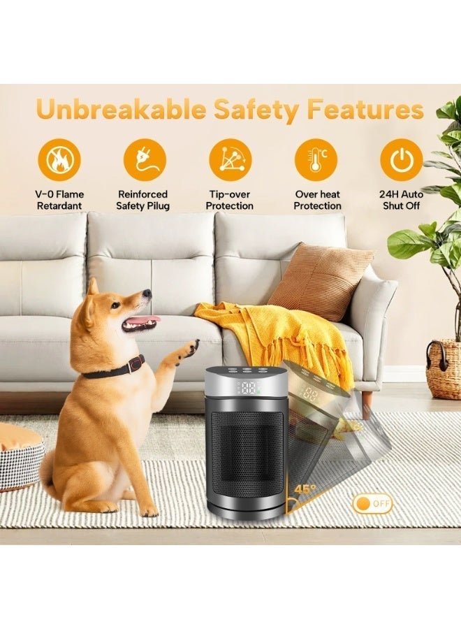 Portable Electric Heater, 1500W Space Heater, Three Temperature Settings, with Remote Control, Touch Buttons, and Digital Display. Features Energy-Saving Mode, Automatic Power-Off, and Timer Functions. Suitable for Indoor, Office, and Home Use. - Image 5