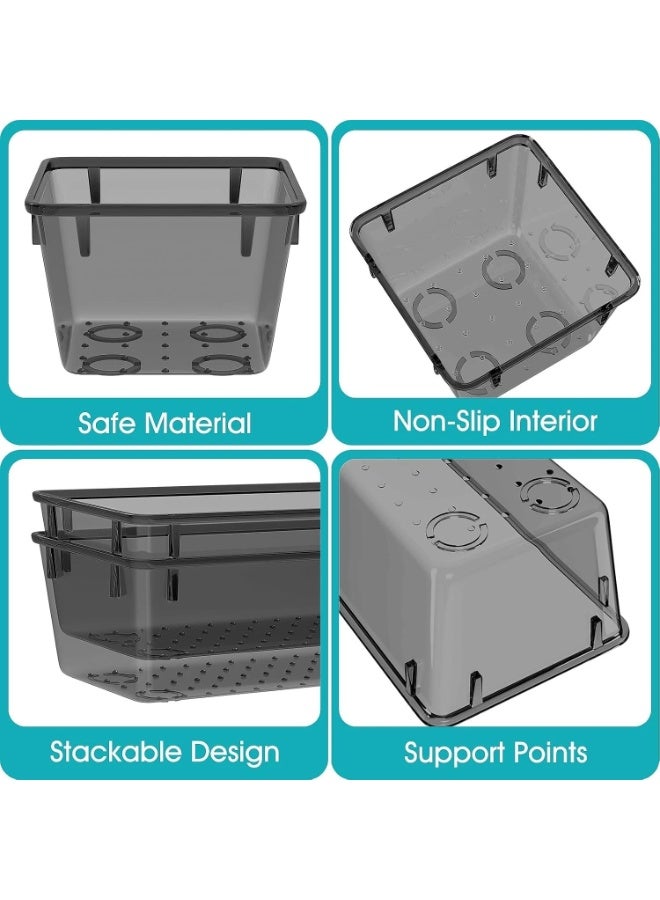 Imported 7-piece clear black plastic drawer organizer set, 4 desk drawer organizer trays for makeup, jewelry, kitchen utensils, tools, and office accessories - Image 3