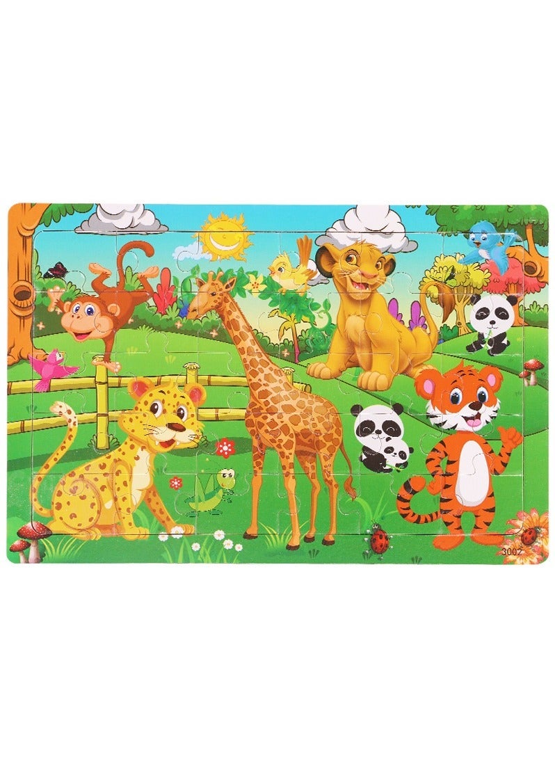 مجموعة أحجية الصور المقطوعة الخشبية المكونة من 6 قطع للأطفال من عمر 3-5 سنوات، 30 قطعة أحجية خشبية ملونة للأطفال الصغار الذين يتعلمون لعبة ألغاز الصور المقطوعة التعليمية، مناسبة للأولاد والبنات، ومناسبة للأطفال من سن 3 4 5 6 سنوات - Image 2