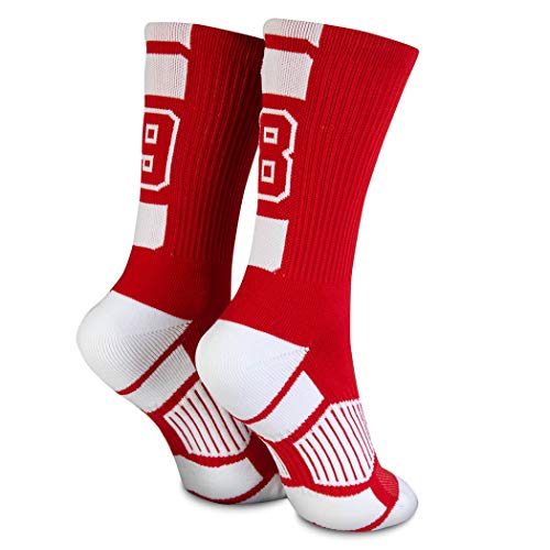 ChalkTalkSPORTS Custom Team Number Socks | Youth & Adult Athletic Performance Socks | Red | Choose Your Number - Image 2