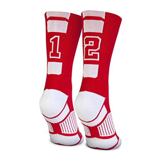 ChalkTalkSPORTS Custom Team Number Socks | Youth & Adult Athletic Performance Socks | Red | Choose Your Number - Image 1