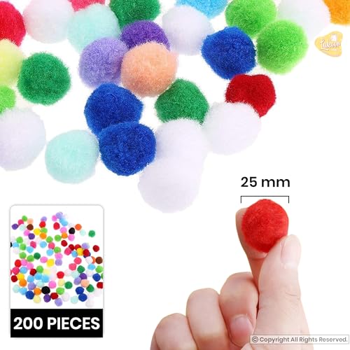 Paraspapermart 200 Pieces Mixed Color Felt Balls Pompom Ball Pom Pom for DIY Sewing Crafts Jewelry Making - Multicolor, 25mm - Image 2