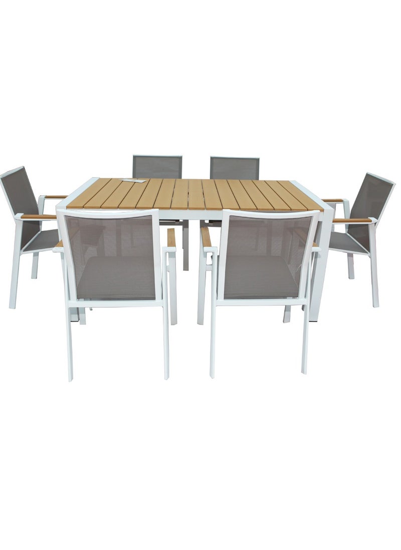 Swin Furniture Aluminum Alloy 6-Seater WPC Outdoor Dining Set  - Image 1