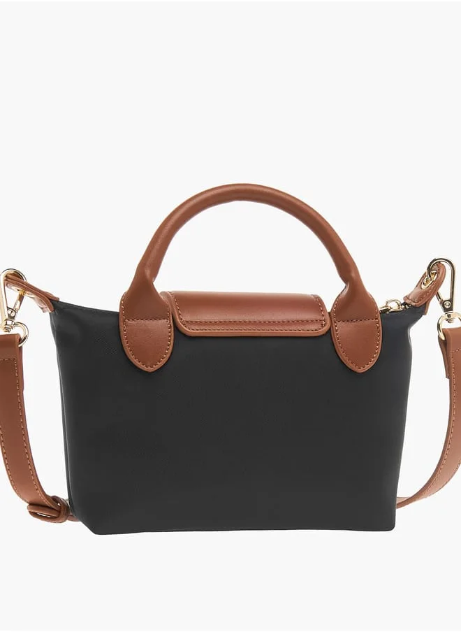 Celeste Womens Colourblock Crossbody Bag With Detachable Strap And Flap Closure