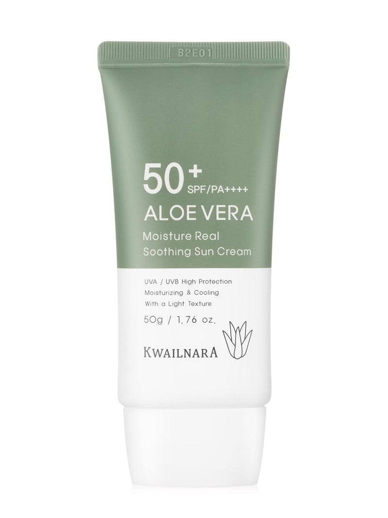 Welcos WELCOS KWAILNARA Aloe Vera Moisture Real Soothing Sun Cream  Hydrating  Non Nano and No Greasy  Korean Skin Care for Ultimate Sun Protection  Hydration  50g  176oz 
