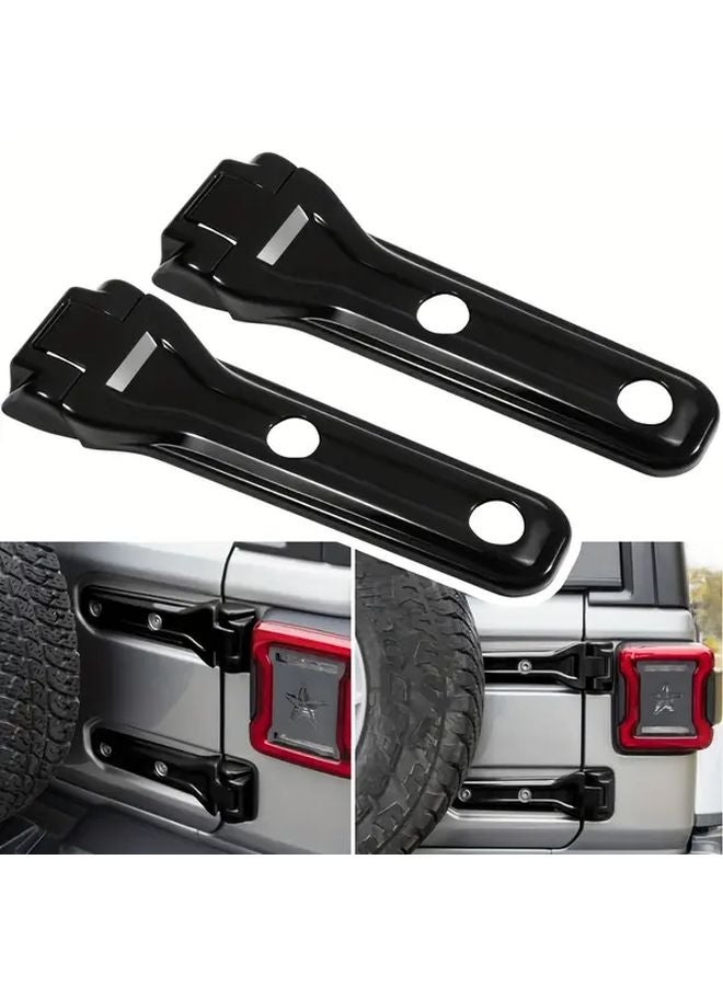 Black Tailgate Hinge Cover Trim For JL Truck Bed 2pcs Durable Appearance Enhancement - Image 1