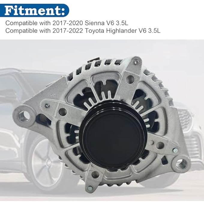 sen SHOW 21248N Alternator 180A Compatible with 2017-2020 Sienna 3.5L,2017-2022 Toyota Highlander 3.5L Replacement 104211-0971 27060-0P420 - Image 2