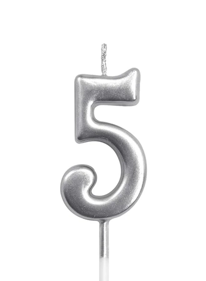 Share The Love Silver Number Five Birthday Candle - Ideal for Parties and  Birthday Celebrations