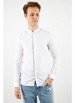 THE KOOPLES Men Slim Fit Plain Long Sleeve Casual Shirts, White  - Image 1