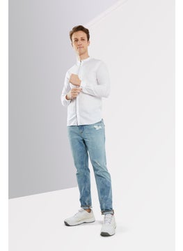 THE KOOPLES Men Slim Fit Plain Long Sleeve Casual Shirts, White  - Image 3
