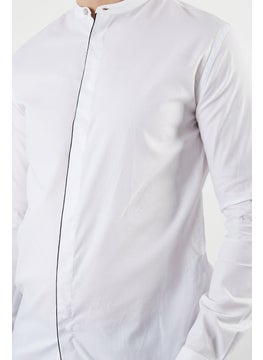 THE KOOPLES Men Slim Fit Plain Long Sleeve Casual Shirts, White  - Image 2