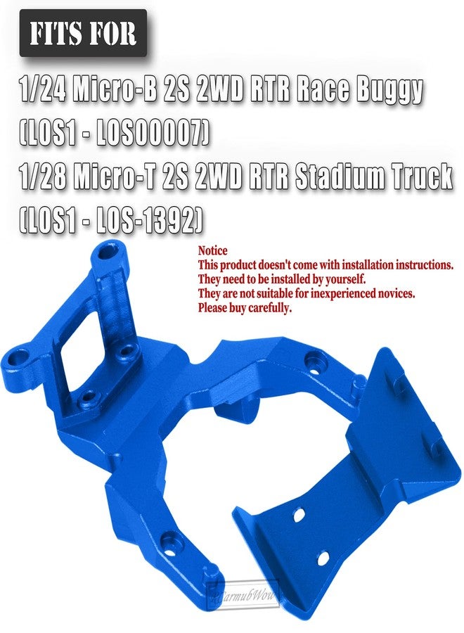 قطع غيار RCarmubWow RC Upgrades لسيارات Micro-B بمقياس 1/24 وMicro-T بمقياس 1/28، تشمل أعمدة نقل الحركة مع سداسي العجلات، وممتص الصدمات، ومسامير الشد، ونظام التوجيه، والحاجز الأمامي والمصد، باللون الأزرق الداكن. - Image 2