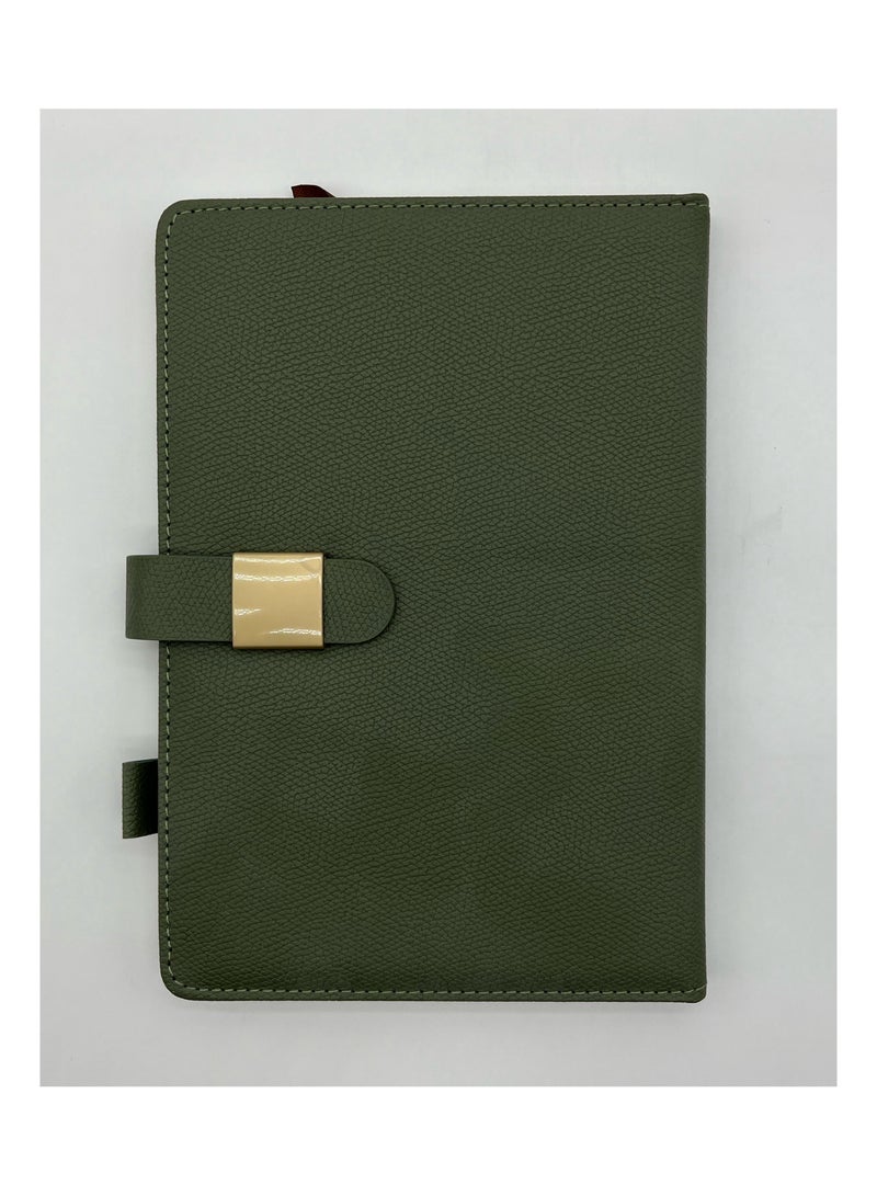 Generic 2 piece set A5 Business Writing Notebook with Imitation Leather Cover Horizontal Grid Diary Notebook 200 Pages Suitable for Office Family School Business Travel Writing Student Essay Writing (Green)  - Image 3