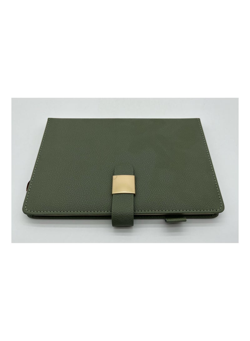 Generic 2 piece set A5 Business Writing Notebook with Imitation Leather Cover Horizontal Grid Diary Notebook 200 Pages Suitable for Office Family School Business Travel Writing Student Essay Writing (Green)  - Image 5
