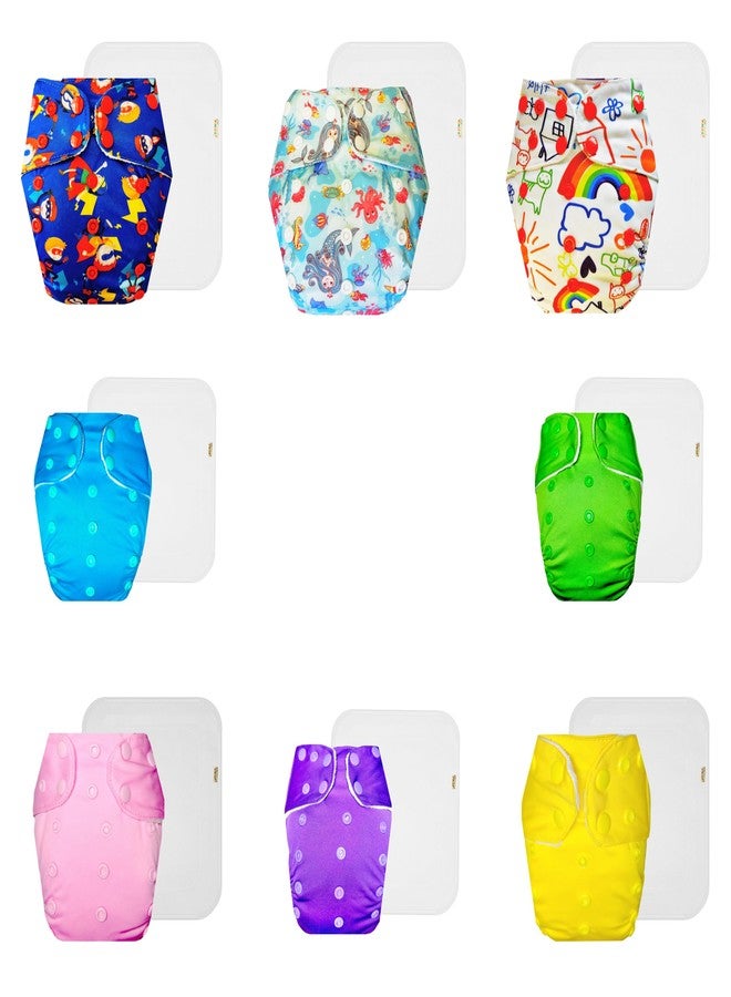 Dumbledo Premium Cloth Diaper with Cotton Insert (Pack of 8) | Snug Fit | Reusable & Washable | Easy to Clean | Trusted by Moms | 3 Months - 3 Years | Unisex Baby - Image 1
