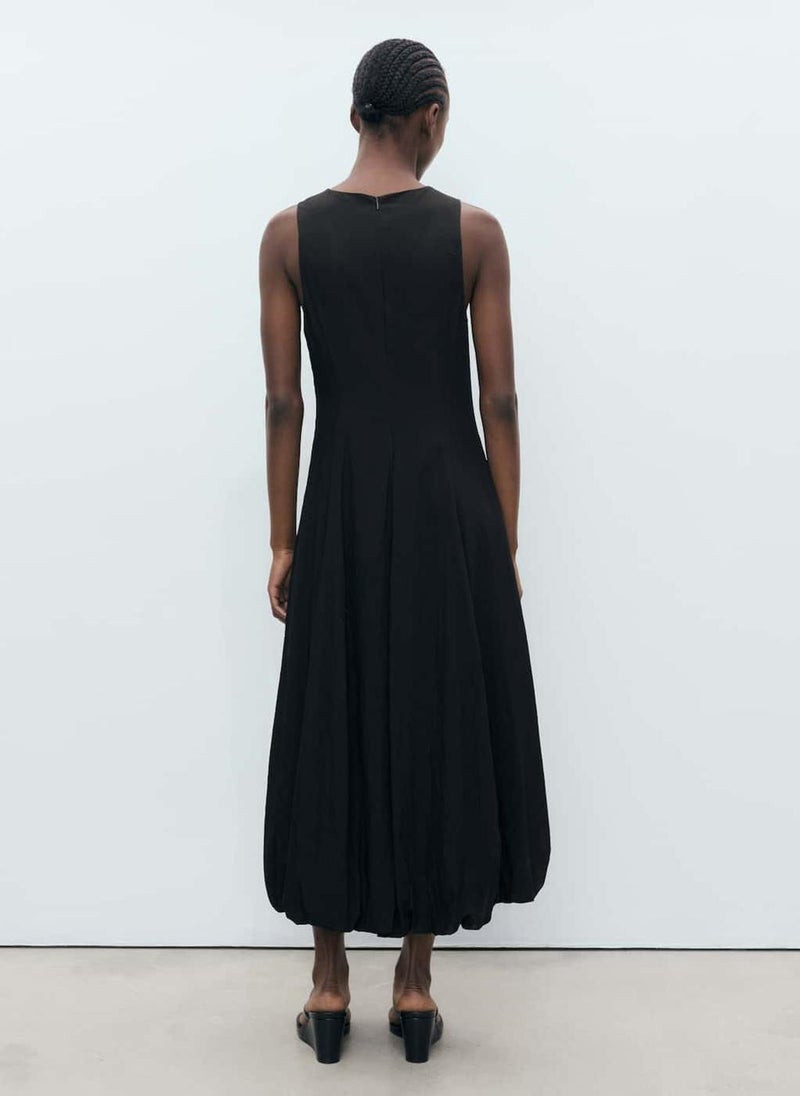 MANGO Belted Black Midi Dress  - Image 2