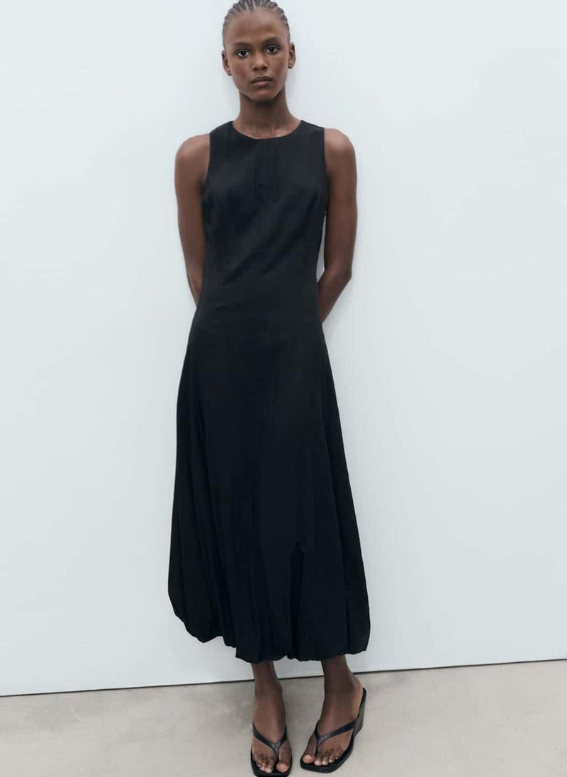 MANGO Belted Black Midi Dress  - Image 5