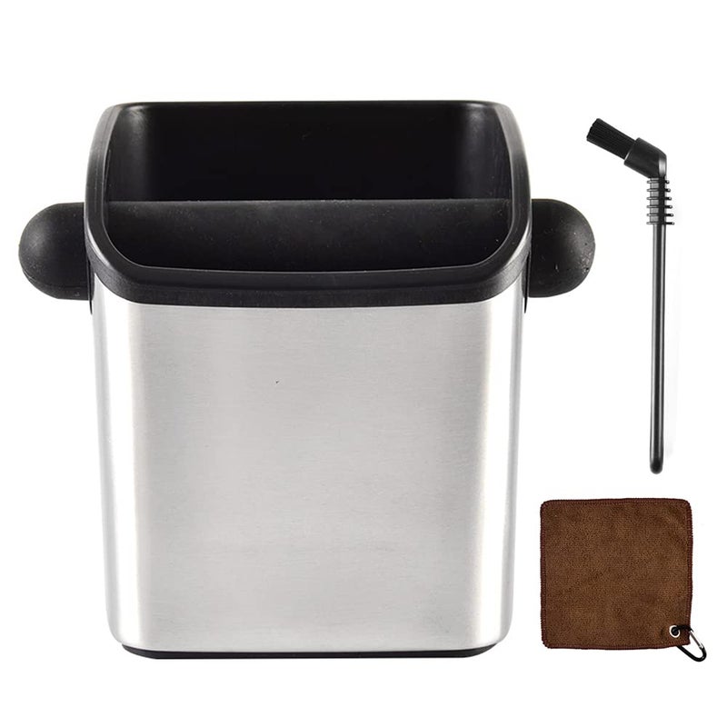 CAFEMASY صندوق دق القهوة CAFEMASY إسبريسو مصنوع من الفولاذ المقاوم للصدأ مع قاعدة غير قابلة للانزلاق وبار دق قابل للإزالة ملحقات إسبريسو للمحترفين