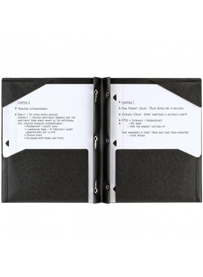 Five Star Five Star 2-Pocket Folder, Plastic Folder with Stay-Put Tabs and Prong Fasteners, Fits 3-Ring Binder, Holds 8-1/2" x 11" Paper, Writable Label, Black (72113) - Image 2