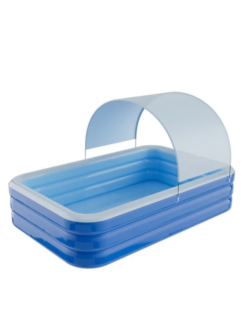Gogoya Inflatable Pool with Canopy, Swimming Pool for Kids Adults, Large Blow Up Pool Ideal for Family Backyard Garden Party, Outdoor Summer Fun - Image 1