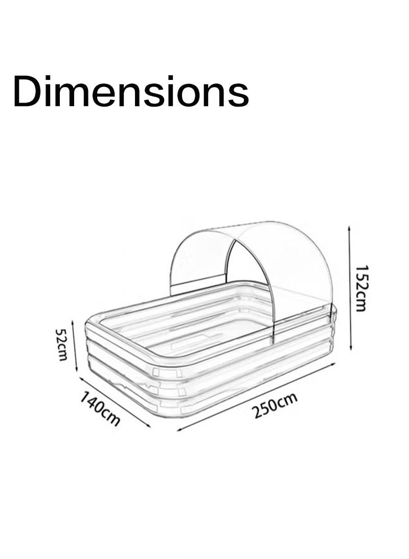 Gogoya Inflatable Pool with Canopy, Swimming Pool for Kids Adults, Large Blow Up Pool Ideal for Family Backyard Garden Party, Outdoor Summer Fun - Image 2