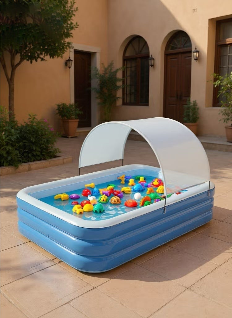 Gogoya Inflatable Pool with Canopy, Swimming Pool for Kids Adults, Large Blow Up Pool Ideal for Family Backyard Garden Party, Outdoor Summer Fun - Image 3