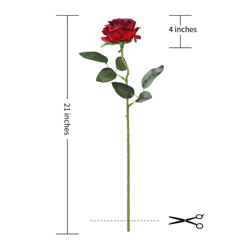 Laelfe 12 PCS Artificial Flowers Roses Silk Flowers Fake Long Stem Artificial Roses for Home Wedding Bathroom Kitchen Decorations (Gradient Burgundy) - Image 2