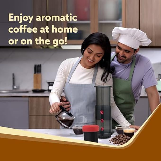 AGARO Royal Manual Press Coffee Espresso Maker With Travel Cup Travel Coffee Maker Portable Bonus 500 Paper Filter - Image 4