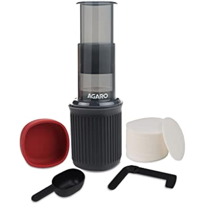 AGARO Royal Manual Press Coffee Espresso Maker With Travel Cup Travel Coffee Maker Portable Bonus 500 Paper Filter - Image 1
