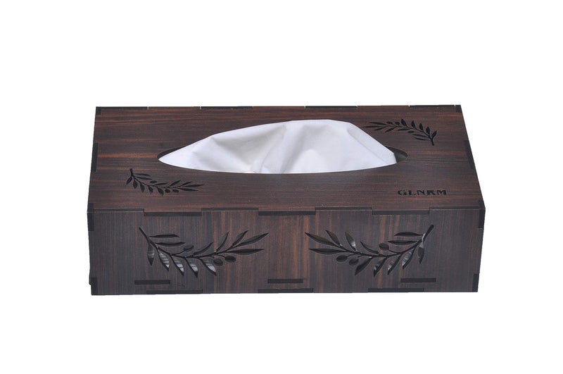 GLNRM Wooden Tissue Paper Box Holder Decorative Organizer Napkin Holder for Bathroom, Office, Kitchen, Car - with Tissue - Image 1
