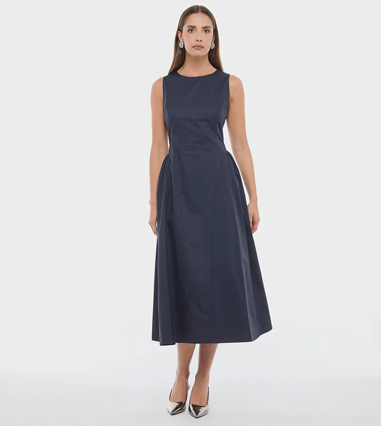 بي سي بي جي BCBG POPLIN DRESS WITH PRINCES SKIRT