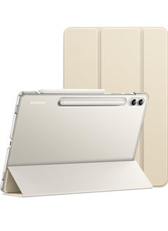 Jetech Samsung Galaxy Tab S9 Plus 12.4 Inch Translucent Back Tri Fold Stand Protective Tablet Cover Support S Pen Charging Auto Wake and Sleep Beige  - Image 1