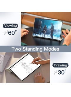 Jetech Samsung Galaxy Tab S9 Plus 12.4 Inch Translucent Back Tri Fold Stand Protective Tablet Cover Support S Pen Charging Auto Wake and Sleep Beige  - Image 5