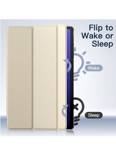 Jetech Samsung Galaxy Tab S9 Plus 12.4 Inch Translucent Back Tri Fold Stand Protective Tablet Cover Support S Pen Charging Auto Wake and Sleep Beige  - Image 4