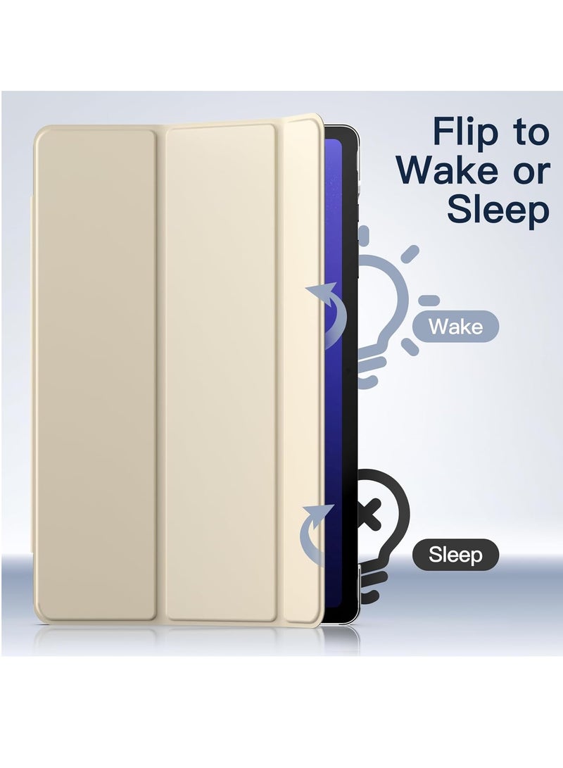 جي تيك غطاء حماية للكمبيوتر اللوحي Samsung Galaxy Tab S9 Plus مقاس 12.4 بوصة بظهر شفاف وحامل ثلاثي الطي يدعم قلم S وشحن وتنشيط تلقائي ونوم بيج - Image 4