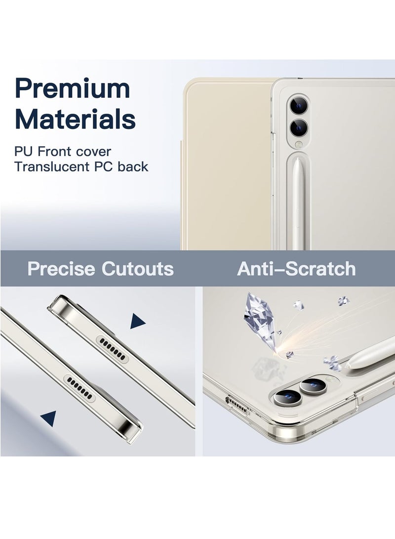 جي تيك غطاء حماية للكمبيوتر اللوحي Samsung Galaxy Tab S9 Plus مقاس 12.4 بوصة بظهر شفاف وحامل ثلاثي الطي يدعم قلم S وشحن وتنشيط تلقائي ونوم بيج - Image 2