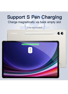 Jetech Samsung Galaxy Tab S9 Plus 12.4 Inch Translucent Back Tri Fold Stand Protective Tablet Cover Support S Pen Charging Auto Wake and Sleep Beige  - Image 3
