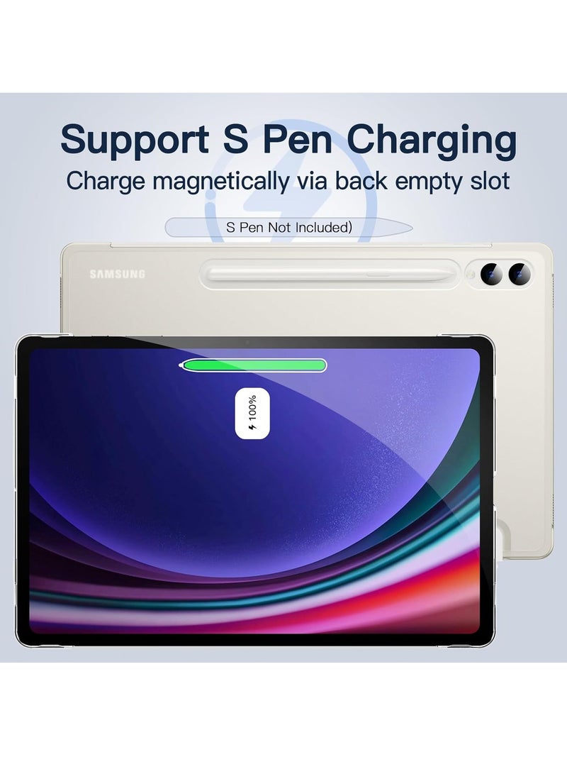 جي تيك غطاء حماية للكمبيوتر اللوحي Samsung Galaxy Tab S9 Plus مقاس 12.4 بوصة بظهر شفاف وحامل ثلاثي الطي يدعم قلم S وشحن وتنشيط تلقائي ونوم بيج - Image 3