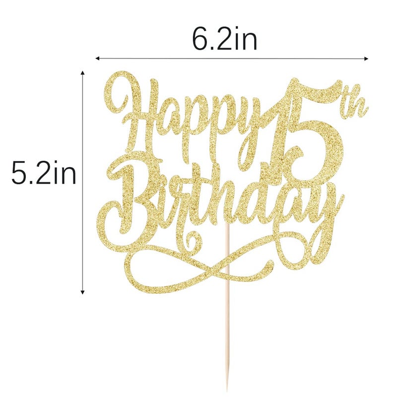Qertesl Gold Glitter Happy 15th Birthday Cake Topper Cheers to 15 Years happy 15th Birthday Cake Topper 15th Anniversary Cake Topper  men and women 15 years old happy birthday Party Decoration - Image 3
