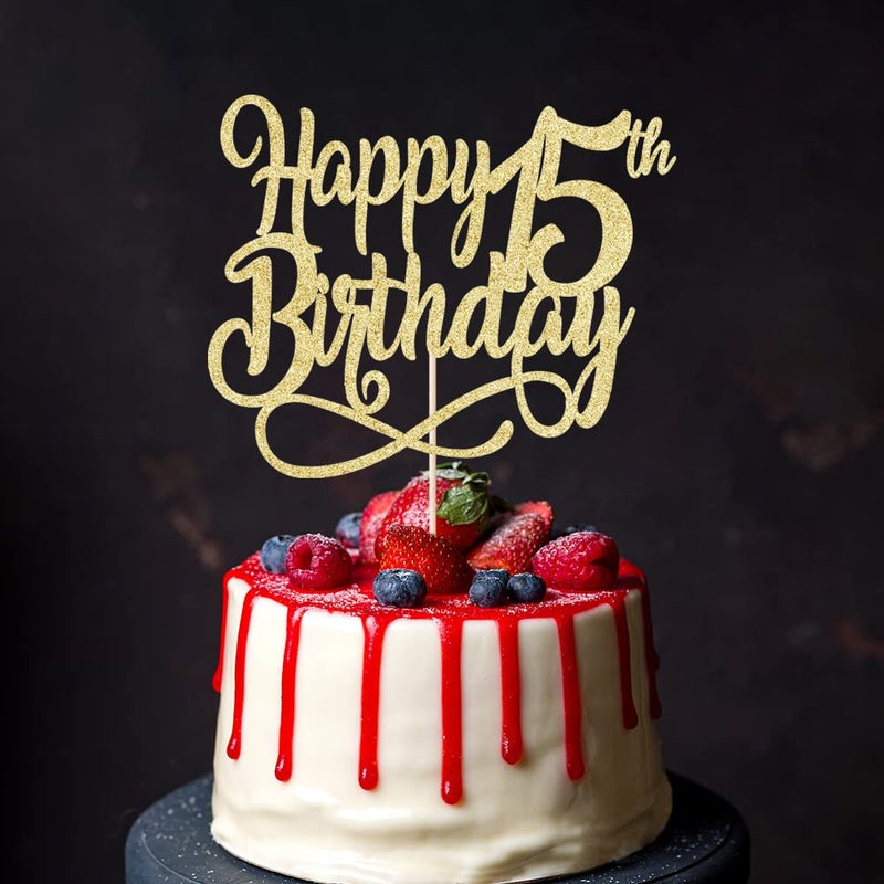 Qertesl Gold Glitter Happy 15th Birthday Cake Topper Cheers to 15 Years happy 15th Birthday Cake Topper 15th Anniversary Cake Topper  men and women 15 years old happy birthday Party Decoration - Image 1