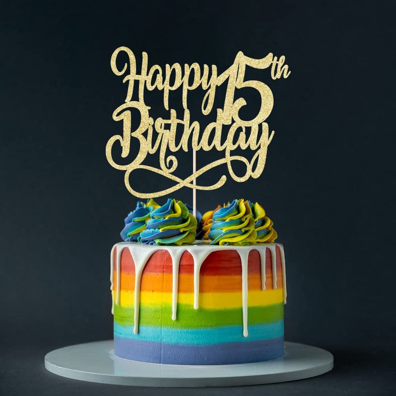 Qertesl Gold Glitter Happy 15th Birthday Cake Topper Cheers to 15 Years happy 15th Birthday Cake Topper 15th Anniversary Cake Topper  men and women 15 years old happy birthday Party Decoration - Image 4