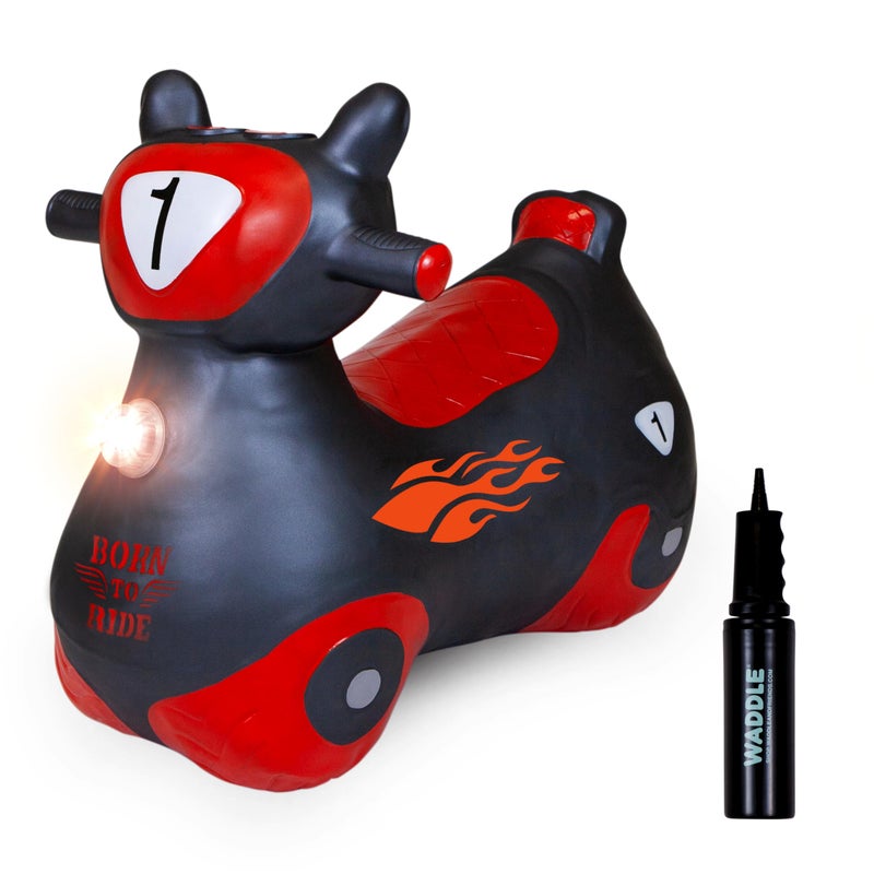 Waddle Bouncy Hopper Inflatable Hopping Toy Scooter Indoors and Outdoor for Toddlers and Kids Boys and Girls Ages 2 Years and Up BlackRed Zoomer - Image 3